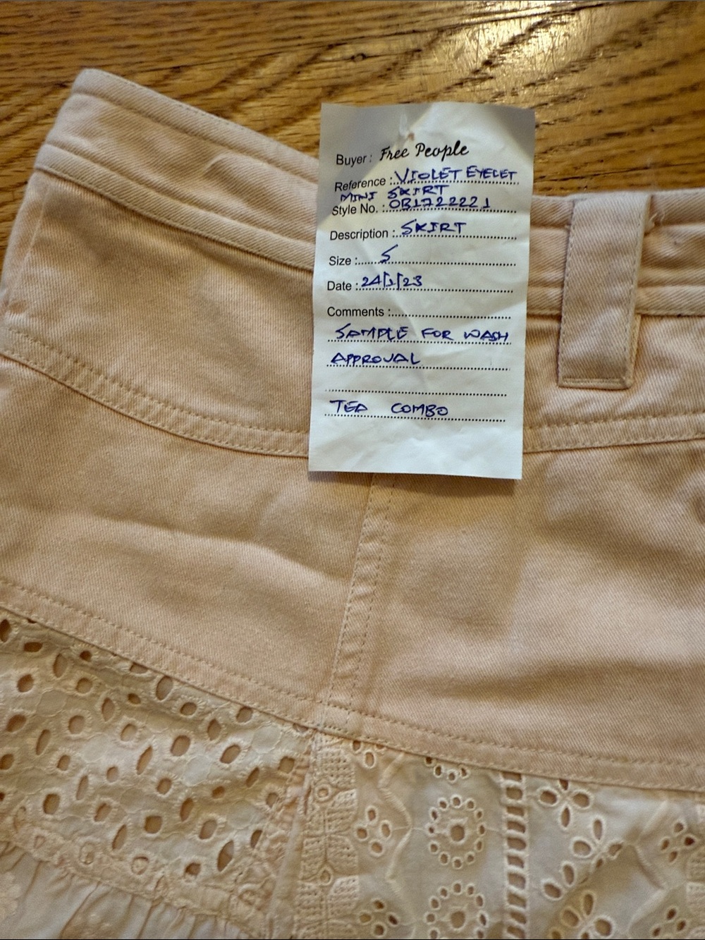 Free People Violet Eyelet Lace-Trim Pink Eyelet Ruffle Mini Skirt Size S Sample - Picture 6 of 11